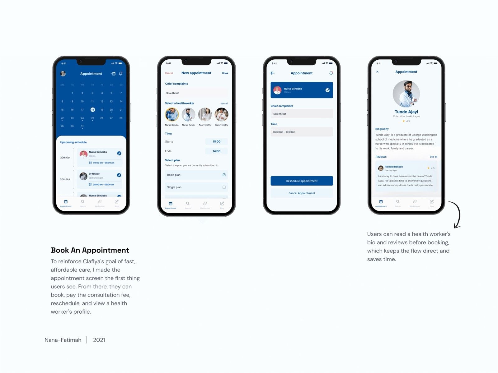 Booking an appointment from a health worker’s profile